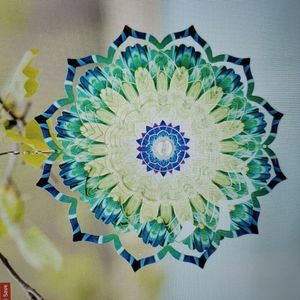 Lotus Mandala Optical Illusion Hanging Metal Spinner